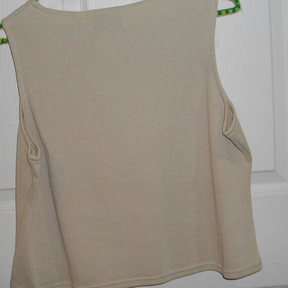 European knits sleeveless sweater, tan - Picture 2 of 2